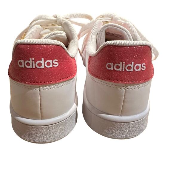 Adidas White Leather Superstar  Sneakers  Womens 5.5 Hot Pink Glitter Stripes - Picture 4 of 10